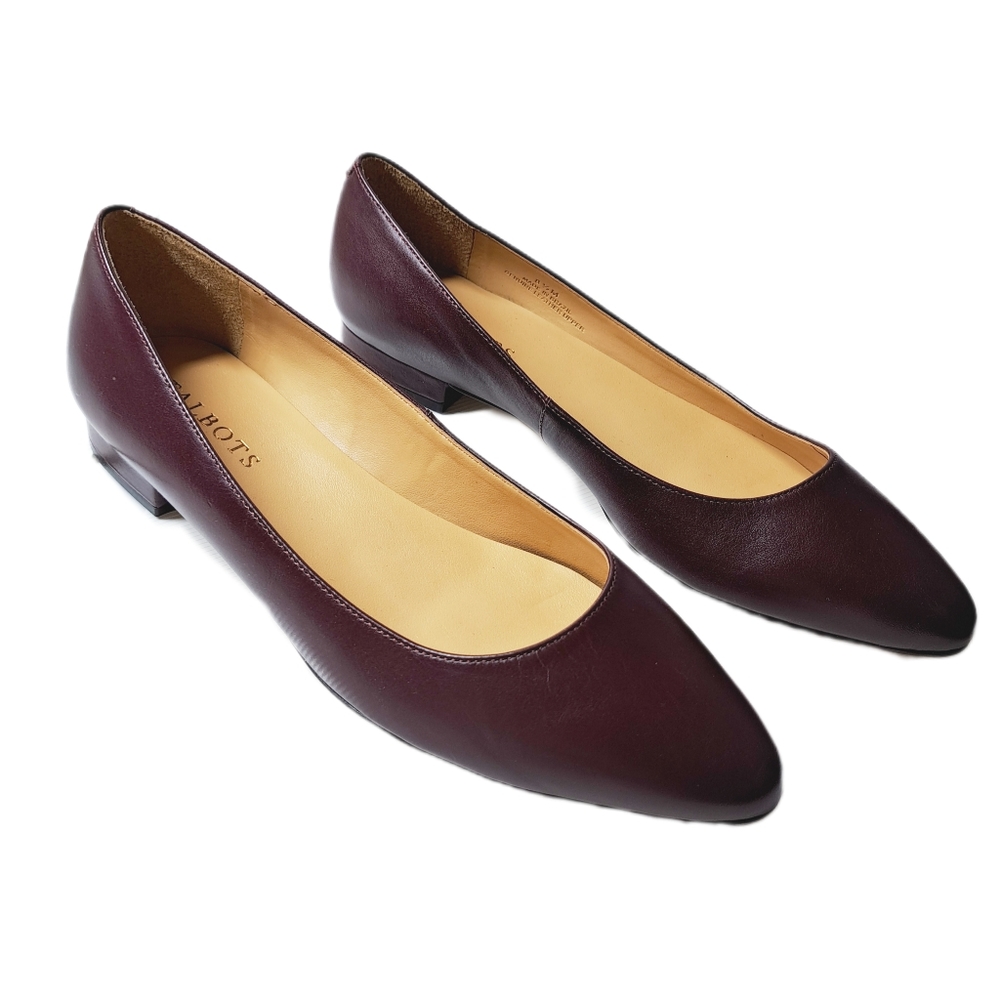 TALBOTS Women'sWine Leather EdisonFlats in CabernetNWOT Size 8.5